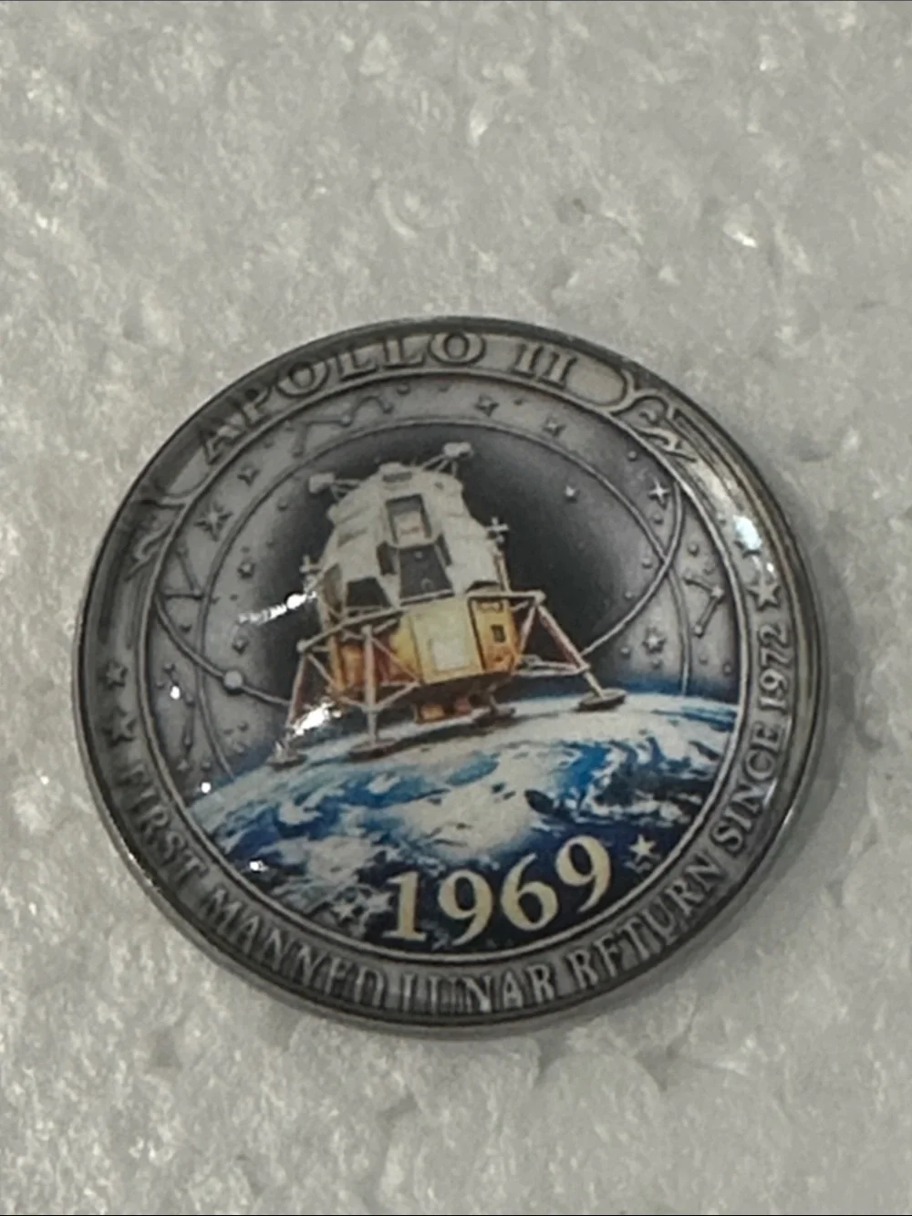 Apollo 11 1969 Lunar Module Commemorative Pin - Blue & Silver